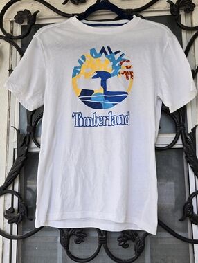 Timberland Big Kid White Rainbow Graphic Summer Shirt Vacation - L(14-16)